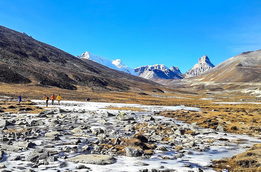 Himaláje, zimní, Příroda, gangtok, Indie, hory, údolí, scenérie, sníh, sikkim