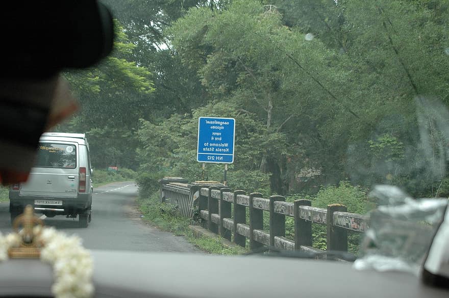 Landstraße, Indien, Wald, wayanad, Kerala