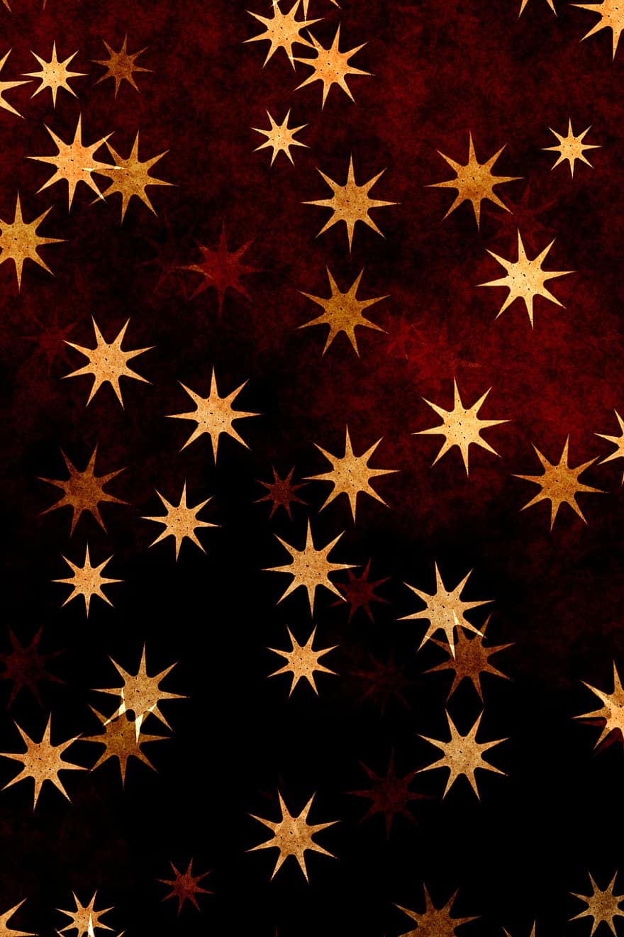 stjerner, gull, oransje, gul, brun, rød, jul, ferie, feiring, parti, festival