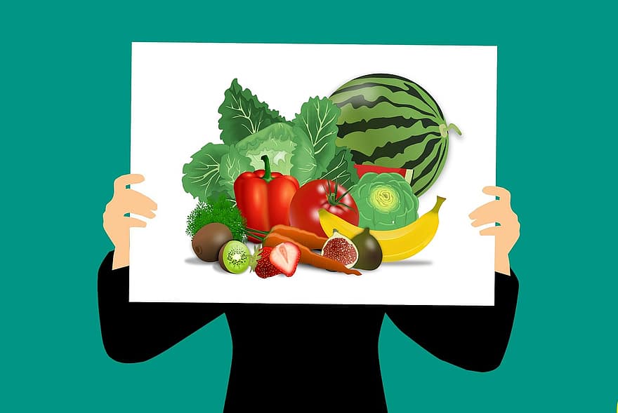Fruits, Vegetables, Artichoke, Banana, Berries, Cabbage, Carrot, Cut, Eat, Eating, Fig