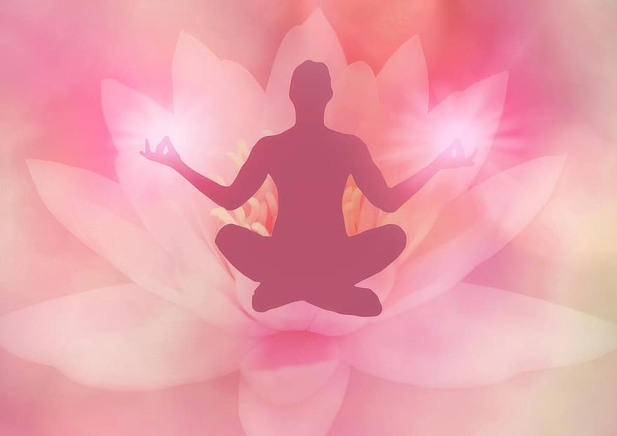 lotus, meditasjon, Lotusposisjon, bakgrunn, lysstråle, energi, velvære, åndelighet, meditere, avslapning, helbredelse