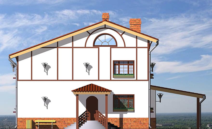 House, Cottage, 3d, Render, Design, Architecture