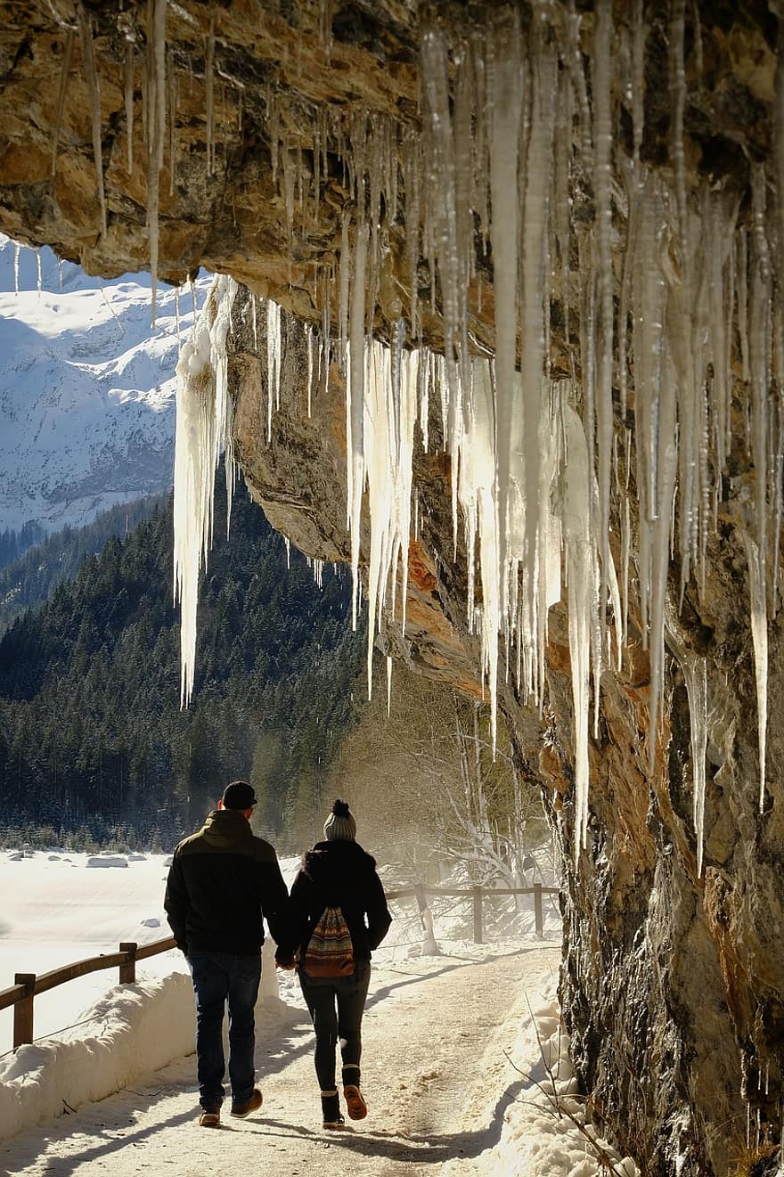 Nature, Winter, Season, Couple, Travel, Exploration, Outdoors, Landscape, Wintry, Icicle, Path