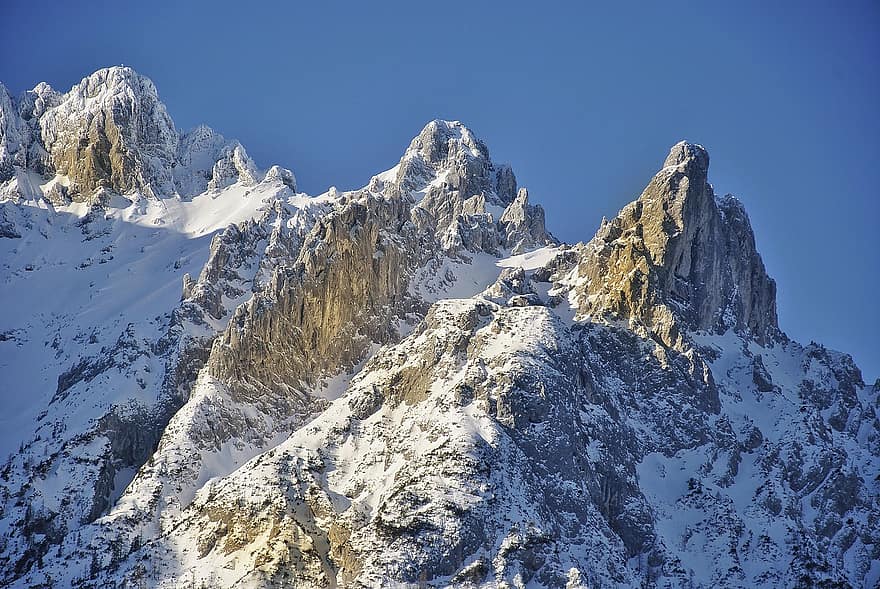 Karwendel, bergen, snö, österrike, alperna, landskap, natur, berg, bergstopp, vinter-, is