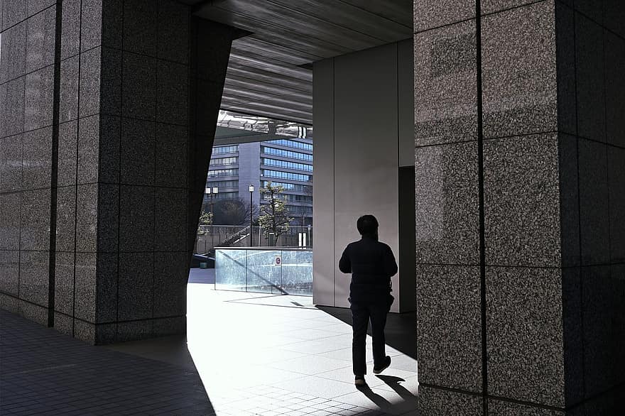 Building, Shadow, men, businessman, architecture, walking, adult, one person, business person, modern, success