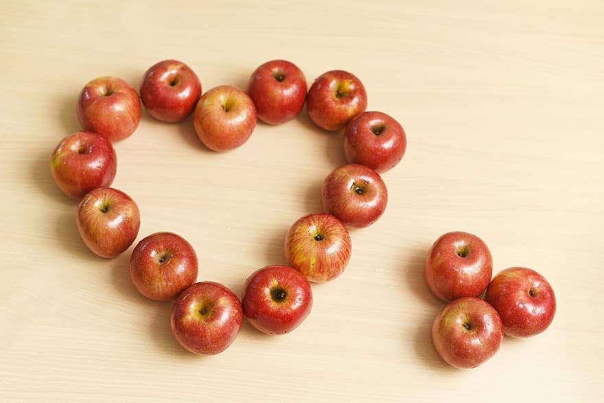 epler, frukt, mat, hjerte, produsere, sunn, ernæring, vitaminer, organisk, eple, friskhet