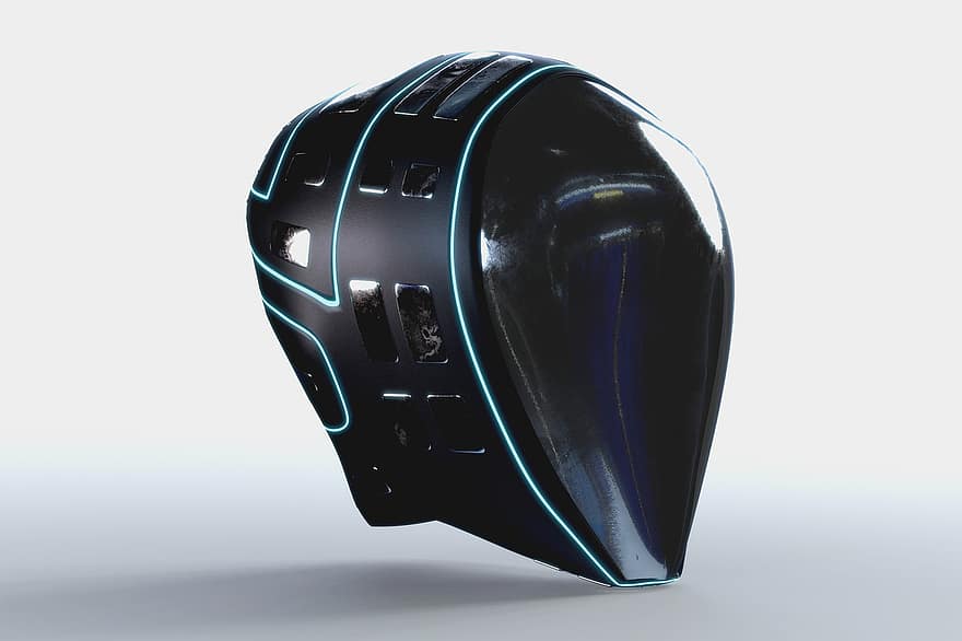 maske, hjelm, futuristisk, gadget, robot, tech, kunstig, koncept, cyborg, videnskab, cyber