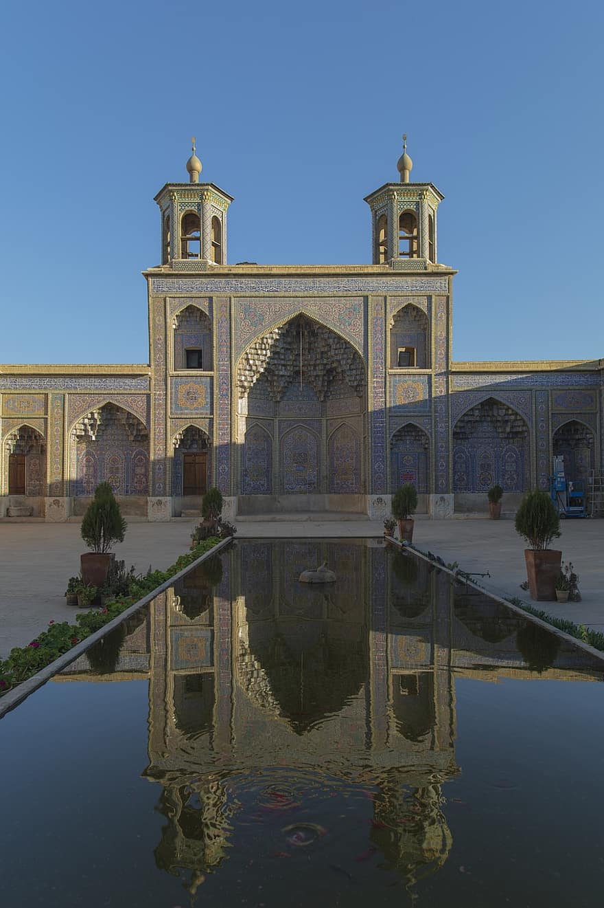 Meczet, budynek, fasada, nasir molk meczet, islam, shia, Iran, podróżować, architektoniczny, turystyka, codzienny