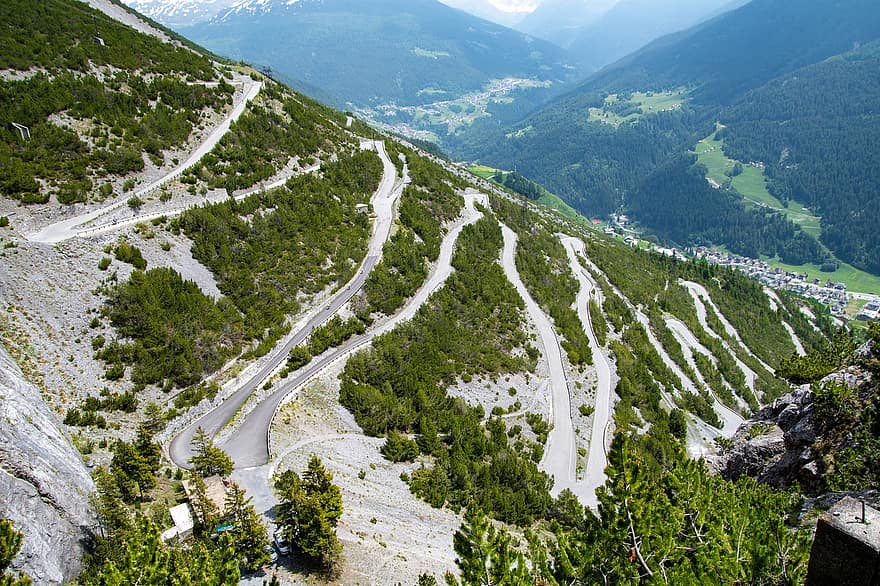 camino sinuoso, Torri Di Fraele, montaña, caminos de montaña, paisaje, paisaje de montaña, giro de horquilla, Italia