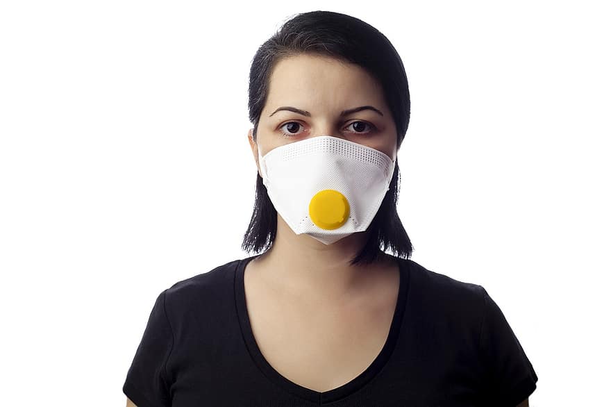 жена, маска, n95, медицинска маска, портрет, маска за лице, covid, covid-19, епидемия, болест, пандемия