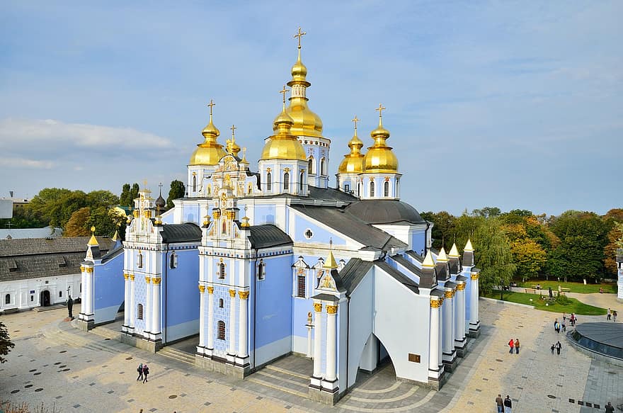 Cathedral, Church, Building, Cupola, Dome, Gold, Golden, Yard, Orthodox, Reconstructed, Architecture