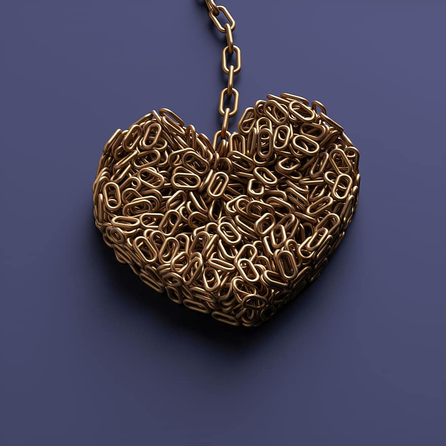 corazón, símbolo, cadena, amor, grilletes, matrimonio, forma de corazón, comida, de cerca, forma, romance