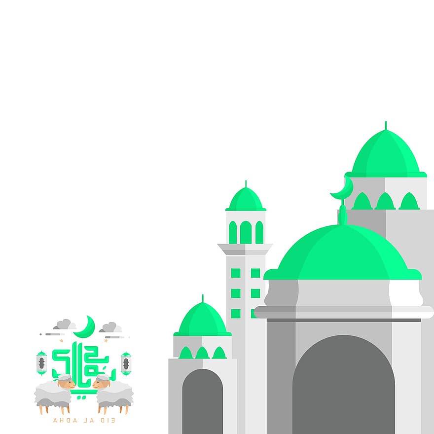 mosquée, mouton, immeubles, architecture, Aïd al-Adha, islamique, sacrifice, Ramadan, agriculteur, musulman, hajj