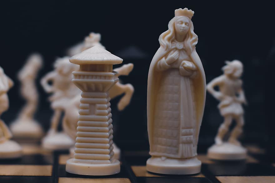 szachy, królowa, wieża, türm, schach, figury szachowe, Schachbrett, szachownica, gra, strategia, wyzwanie
