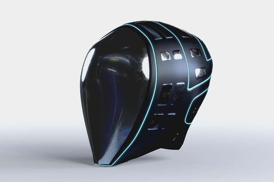 maska, helma, futuristický, přístroj, robotické, tech, umělý, pojem, kyborg, Věda, cyber
