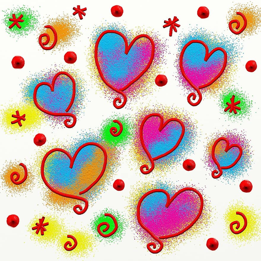 Liebe, Herzen, Formen, Gekritzel, Kunst, künstlerisch, Muster, Valentinstag, Liebesherz, Romantik, Symbol
