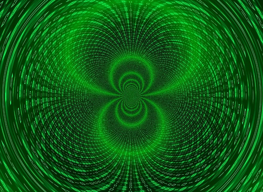 fractal, matriu, túnel, ordit, distorsionat, Forat de deformació, La matriu, Imatge fractal, verd, tecnologia, codi