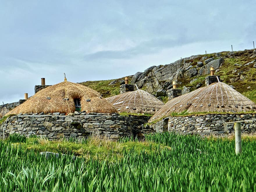 casas, Cabanas vikings, cabanas de palha, aldeia
