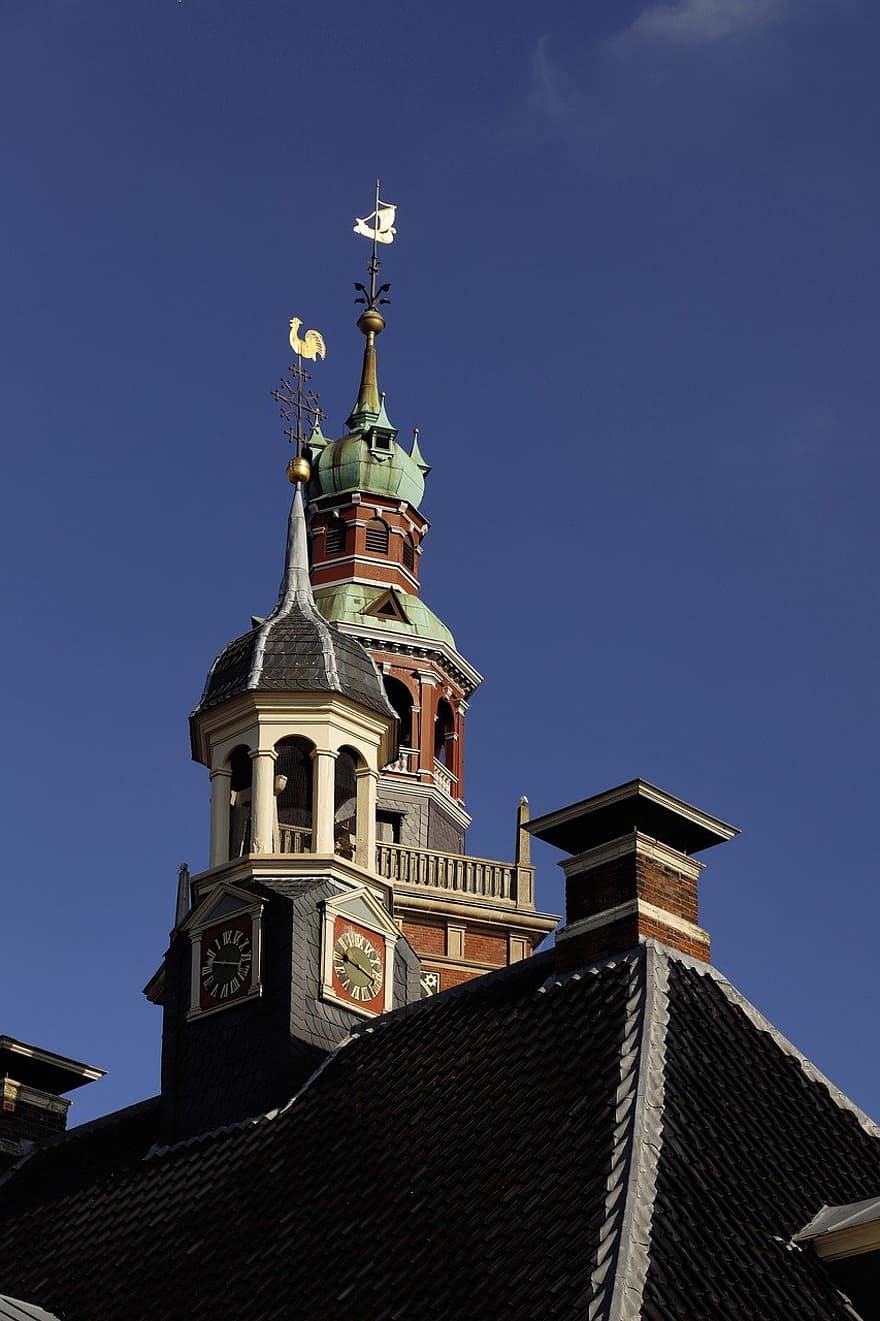turnul bisericii, est Frisia, primarie, arhitectură, exteriorul clădirii, acoperiş, în aer liber, construită, loc faimos, culturi, istorie