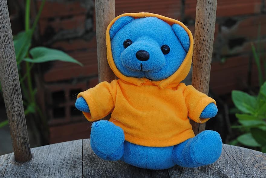 Miś, Niedźwiedź, zabawka, niebieski niedźwiedź, wypchana zabawka