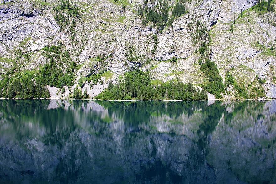 lago, montaña, reflexión, agua, arboles, bosque, paisaje, verano, árbol, escena tranquila, color verde