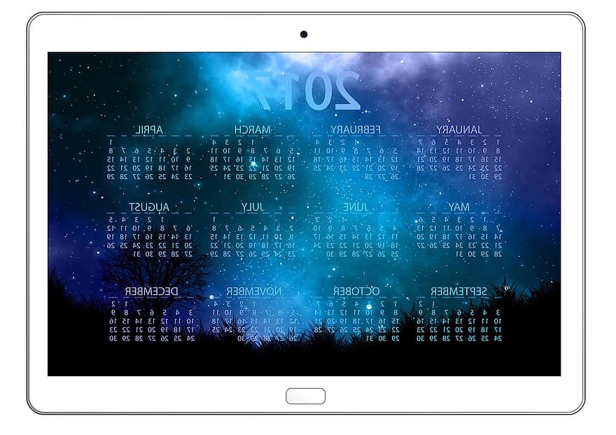 tablet, technologia, program, kalendarz, plan harmonogramu, rok, data, spotkanie, czas, lipiec, codziennie