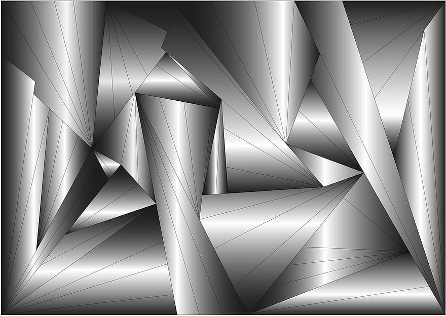 bakgrund, polygonal, trianglar, lutning, abstrakt, geometri, design, Färg, grafisk, silver-, svart