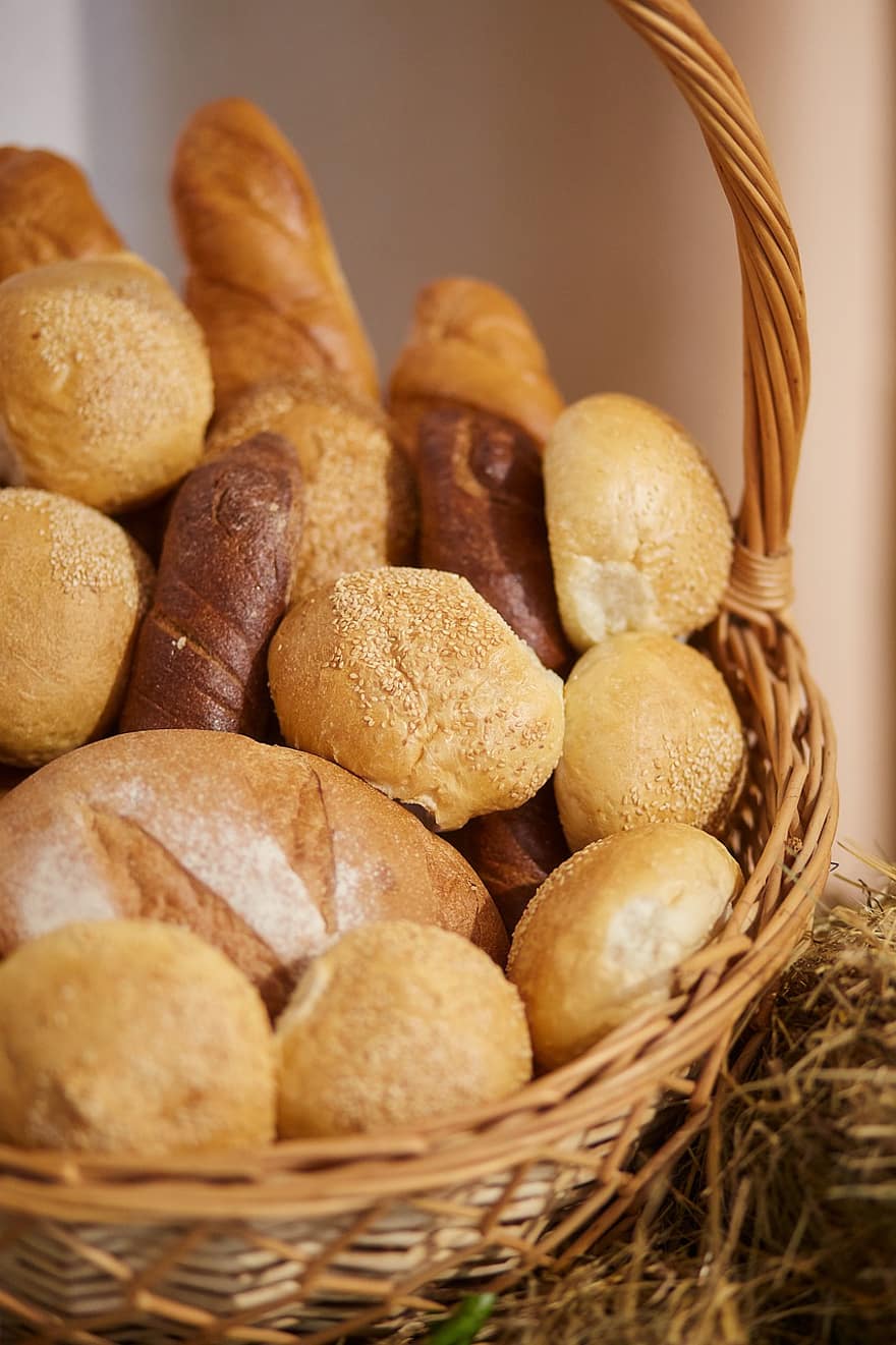 хлеб, запеченный, питание, ржаной хлеб, булочка, легкая закуска, пекарня, вкусные