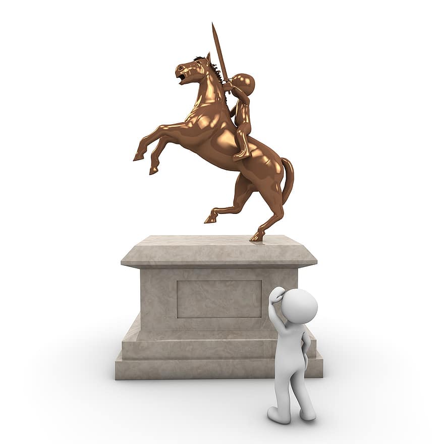 monument, Reiter, hest, kraft, globus, metal, skulptur, milepæl