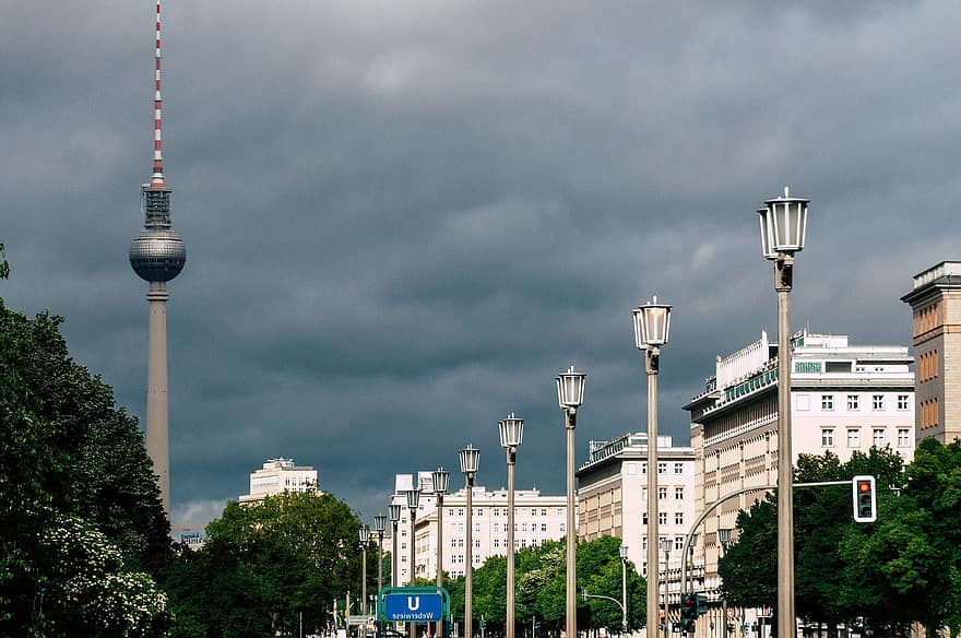 Berlin, tv tårn, by, arkitektur