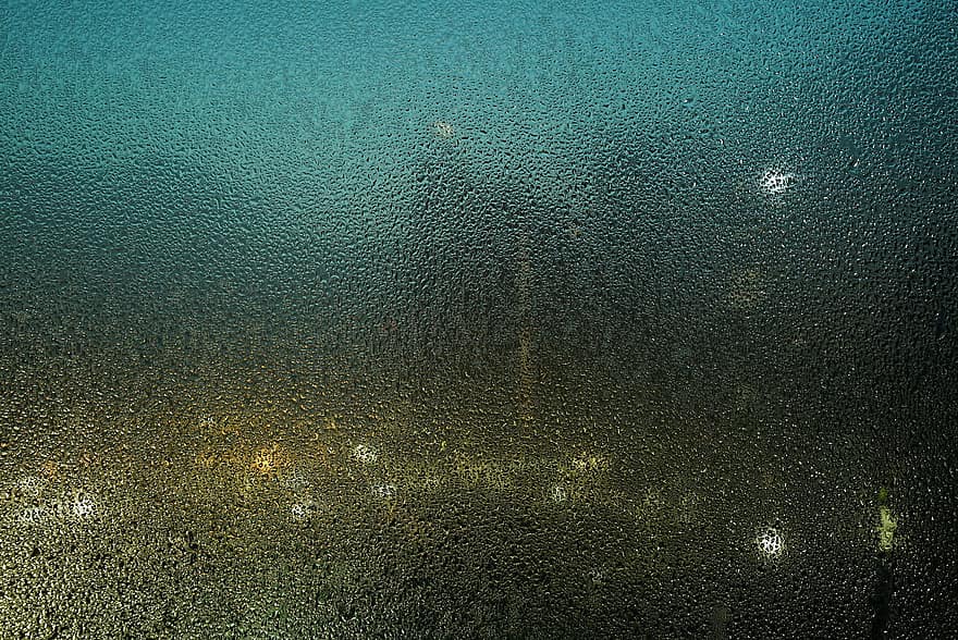 kapky deště, skleněné okno, prší, kapky rosy, půlnoc