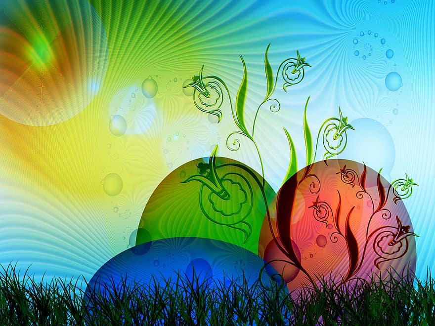 Paskah, telur, musim semi, tulip, Telur Paskah, dilukis, kelinci, Ostehase, perayaan paskah, lukisan, warna
