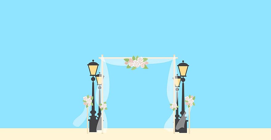 Vestuvės, vartai, momentas, romantika