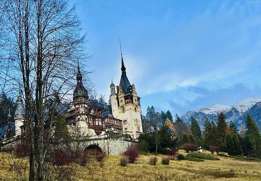 castello, Romania, montagna, peles, foresta