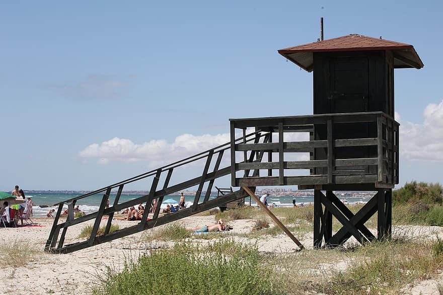 torre de salvavidas, playa, recurso