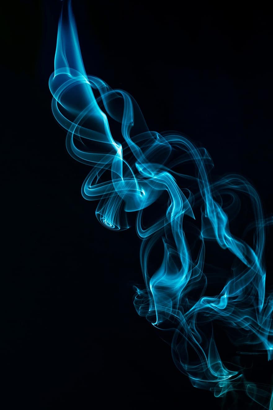 抽象、煙、渦巻き、青い煙、ダーク、スモークアート