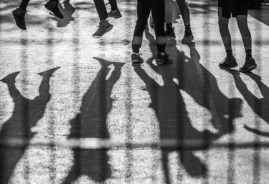 People, Shadow, Monochrome, Play, Playing, Shoes, Sport, Outdoors
