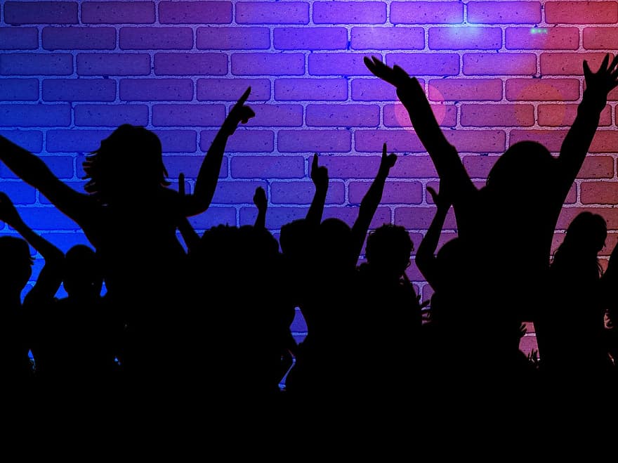 bayangan hitam, gadis, menari, pesta, disko, klub malam, gerakan, melompat, cahaya, merayakan, penari