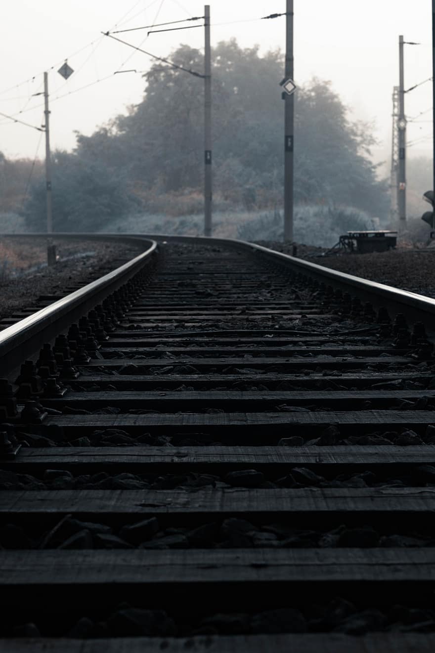 rails, väg, tåg, järn, järnväg, resa, järnvägsspår, transport, försvinnande punkt, stål, transportsätt