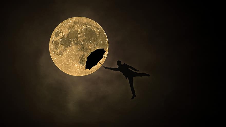 luz de la luna, hombre volador, Luna, hombre completo