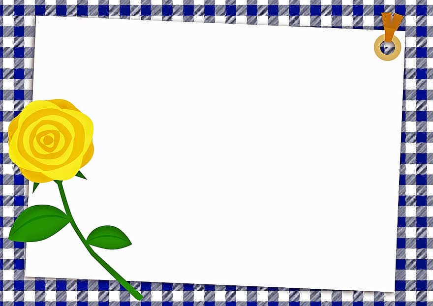 Gelbe Rose Hintergrund, Blau kariert, Einklebebuchpapier, digitales Papier, Rose, Gingham, prüft, Papier-, Design, Blau, Jahrgang