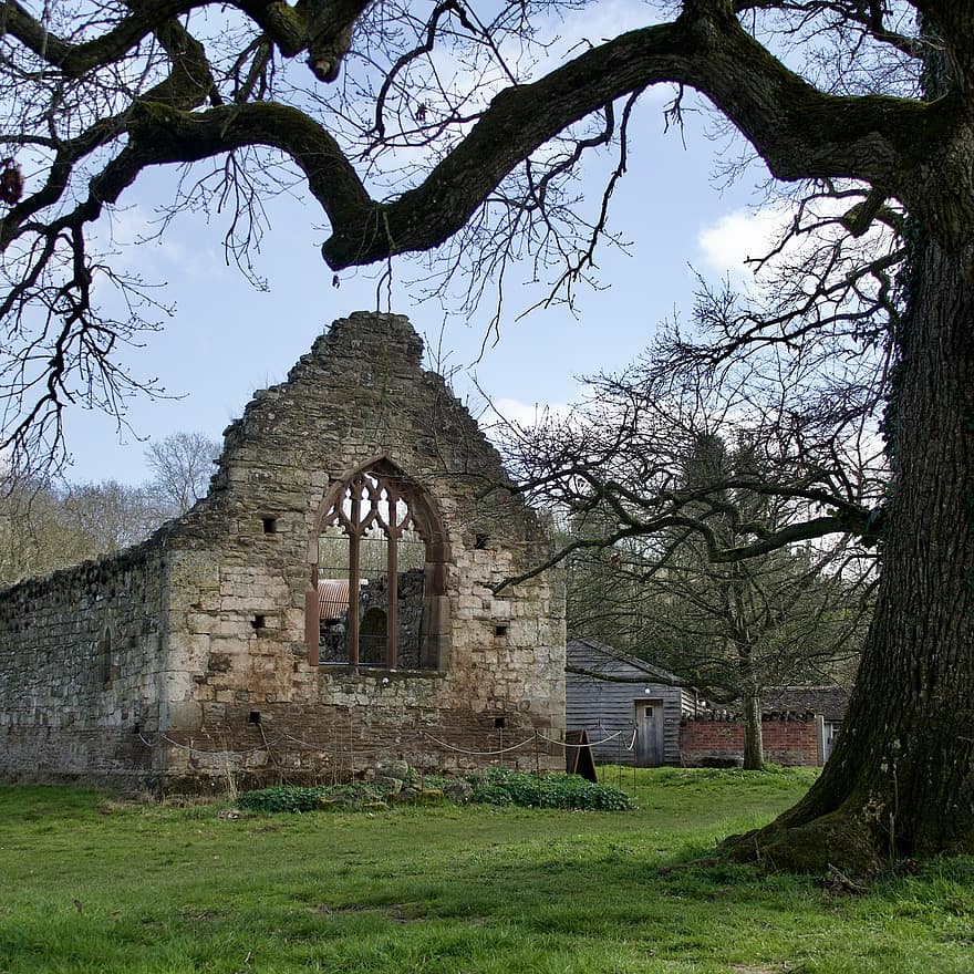 historia, ruina, opuszczony, kościół, architektura, zniszczony