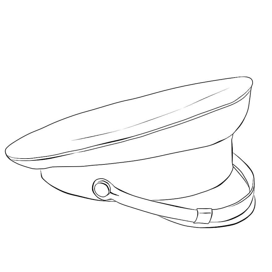 Coloring, Peaked Cap, Vector, Drawing, Black And White, Vector Graphics, Bw, Monochrome, Line, Simple