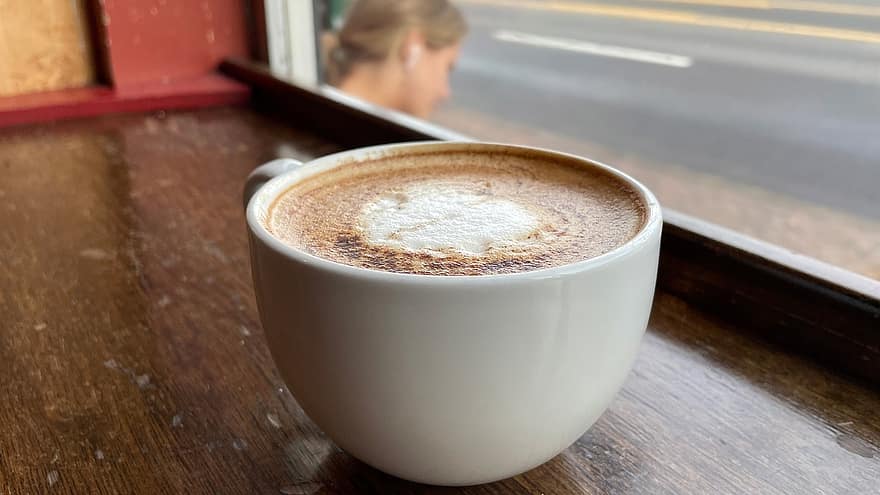 chai, latte, latte art, chai latté, bílý, džbánek, pohár, kavárna, detailní, detail, cappuccino