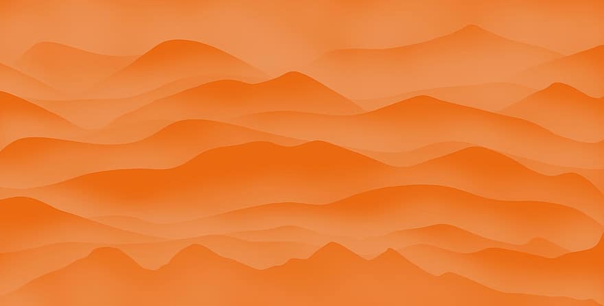 montañas, niebla, cordillera, fondo naranja, papel tapiz naranja, paisaje, nubes