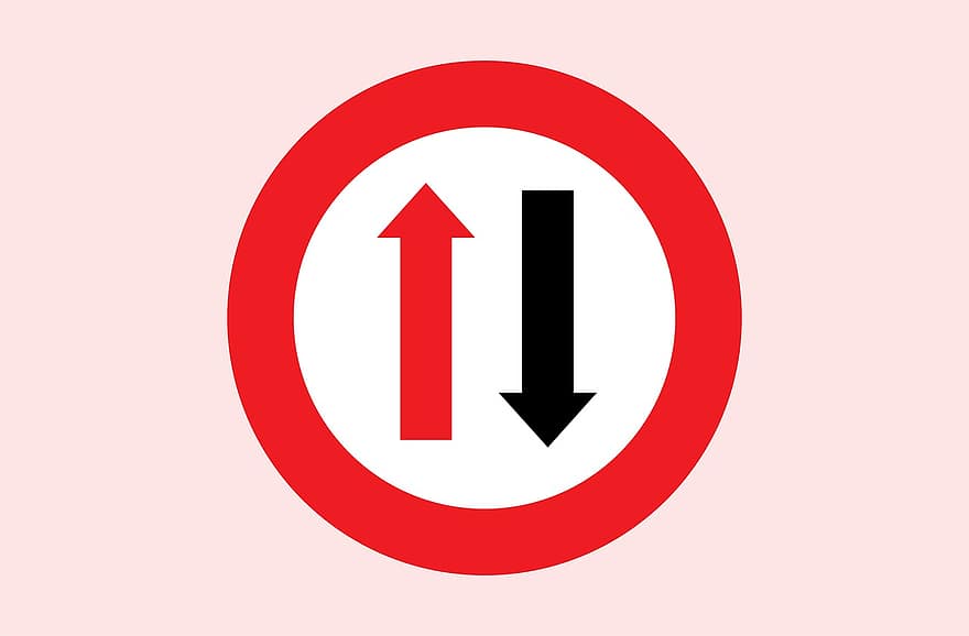 Wartepflicht durch Gegenverkehr, Österreich, Verkehrsschild, Straßenschild