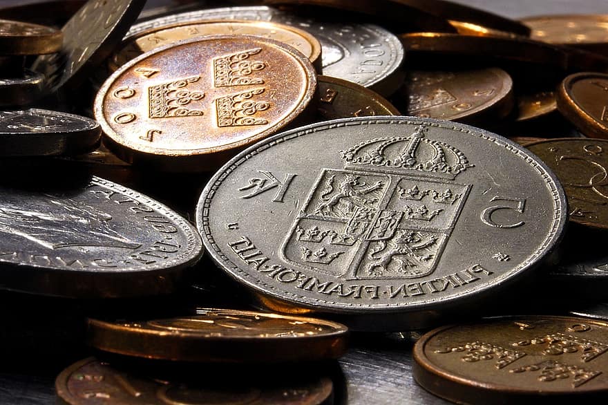шведска крона, монети, пари