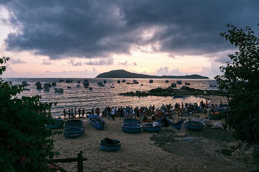pescaria, vida na ilha, Vila De Pesca, nascer do sol, de praia, mar, por do sol, verão, agua, Férias, embarcação náutica