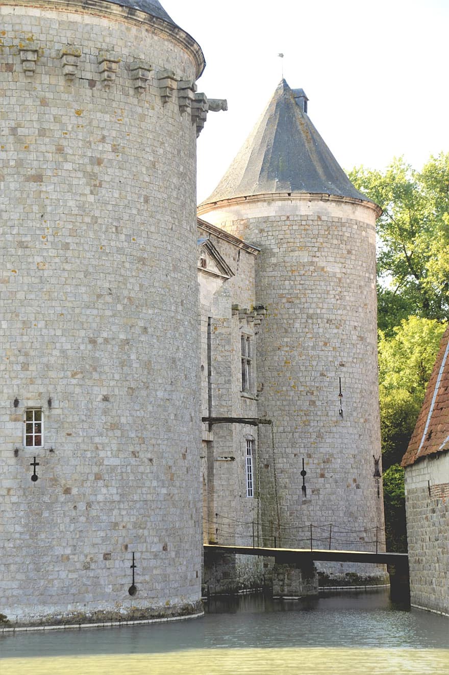 Chateau, Turm, Festung, Zugbrücke, Pierre, Der Lawe, olhain