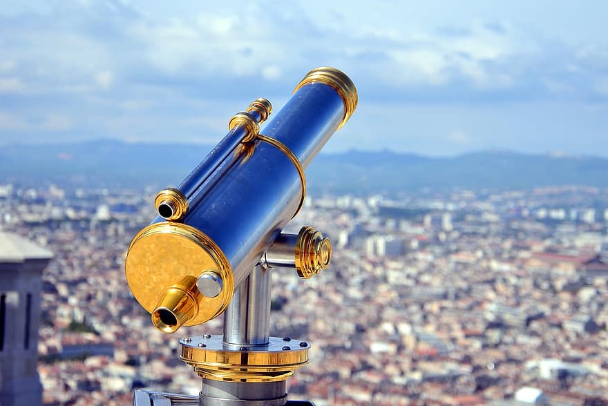 telescoop, uitzicht, verre uitzicht, technologie, instrument, oculair, optiek, gezichtspunt, stadsgezicht, stad, uitzicht op de stad